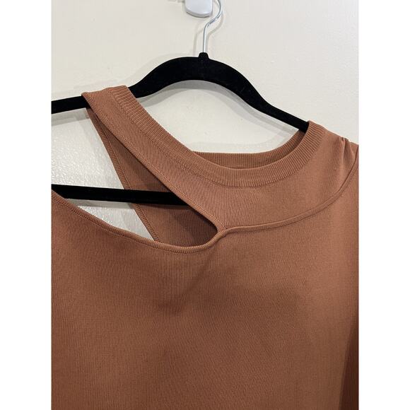 Y2K Minimalist Cutout Ribbed Crop Top XL Ballet Scandi Capsule Quiet Luxury Boho - Picture 7 of 16
